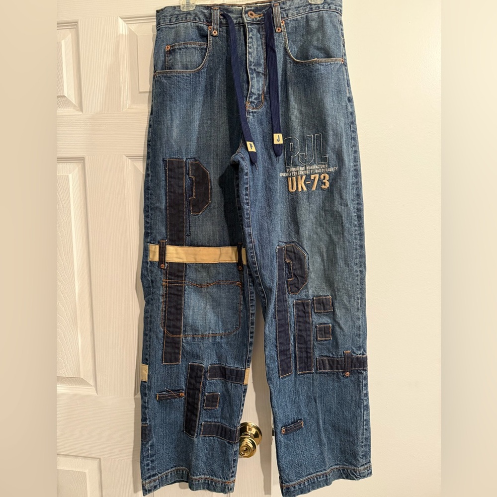 VTG Pepe Jeans London UK 73 Y2K Hip Hop Baggy Wide Leg Stitch Details 32x30 RARE